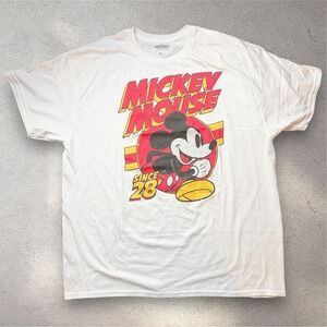 Disney Mickey Mouse Since 28 White Graphic T-Shirt Mens XL Mad Engine‎ Cotton